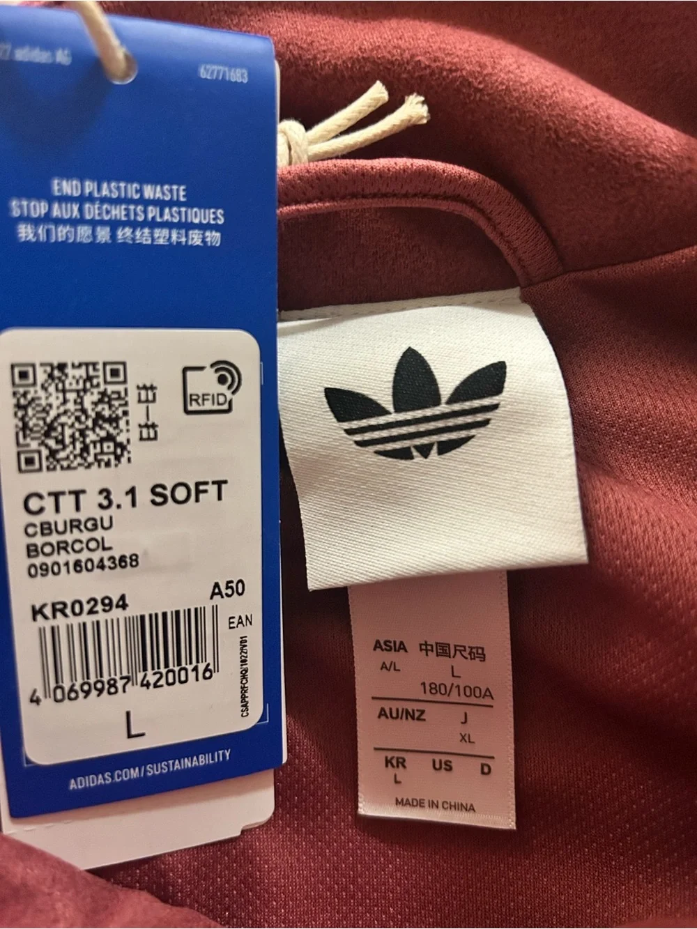 adidas CTT Track Top 3.1 Gender Neutral Jacket Collegiate Burgundy (Asia Sizing)